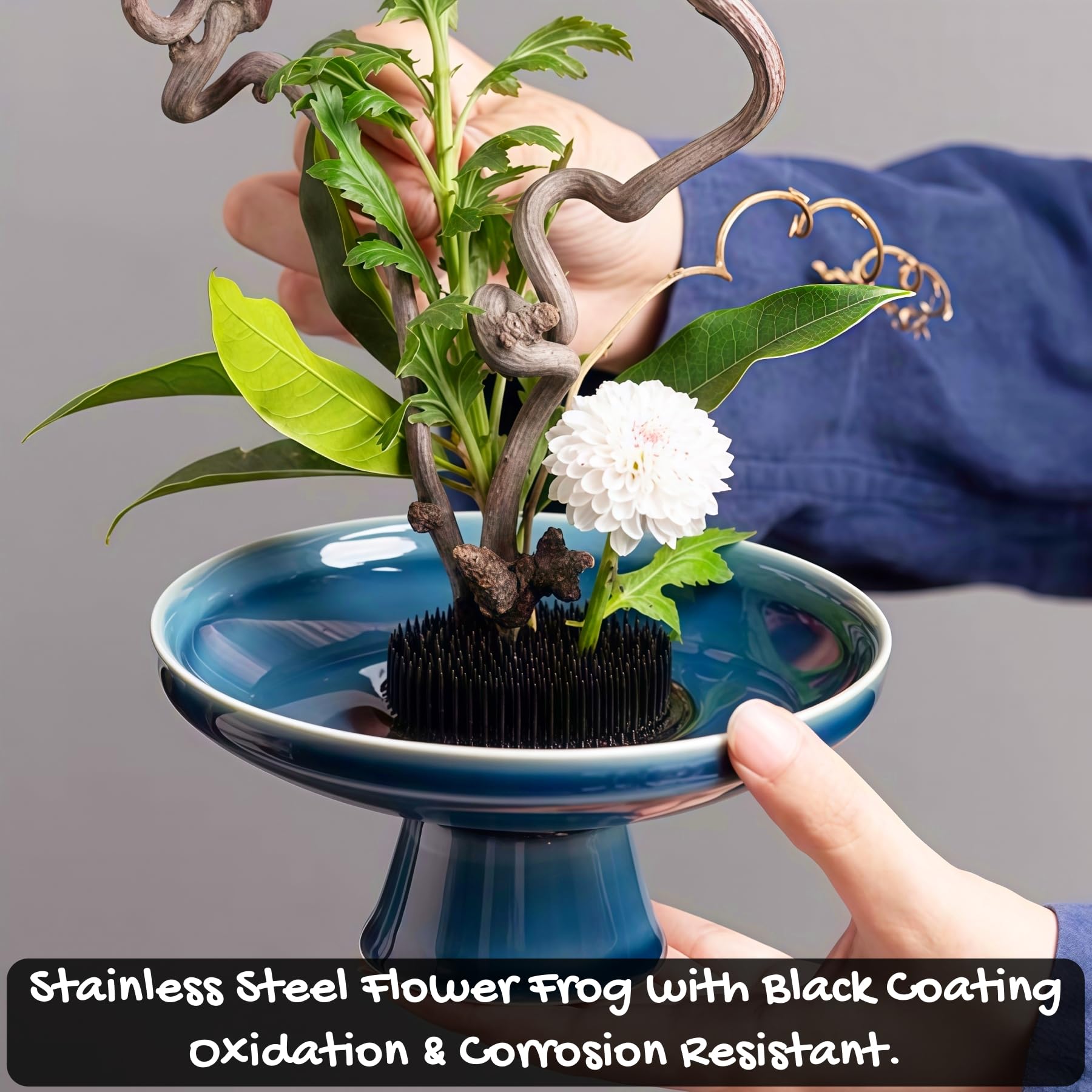 Amazon.com: 【Black Kenzan Series】Round Flower Frog Floral Frog